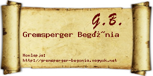 Gremsperger Begónia névjegykártya